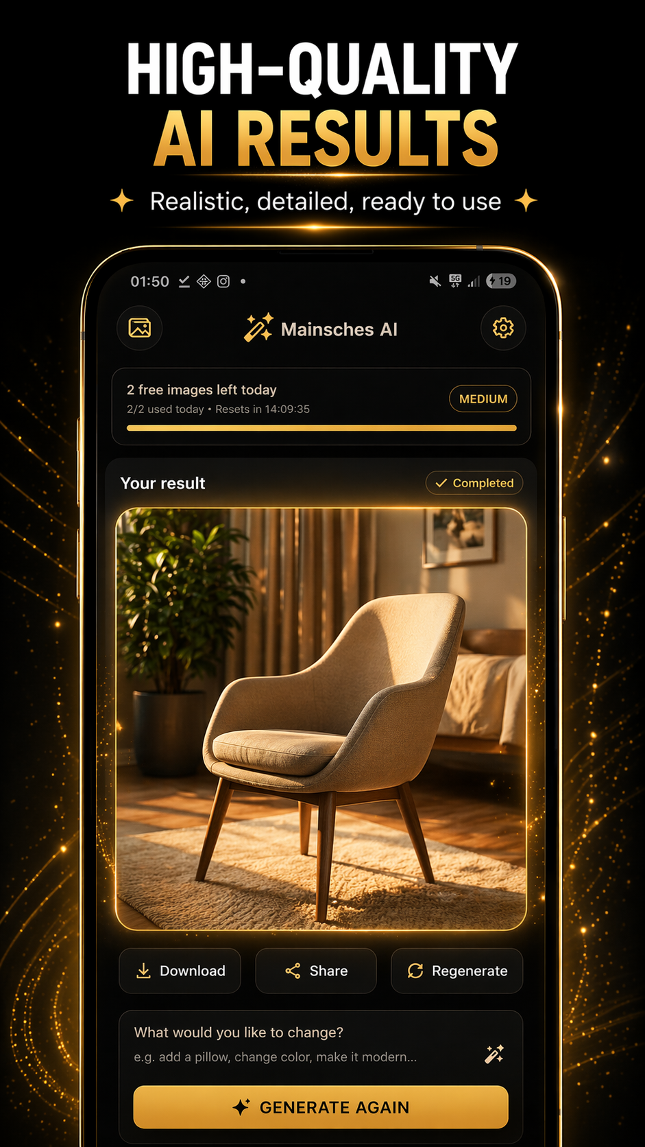 Mainsches AI: sketch to image result view